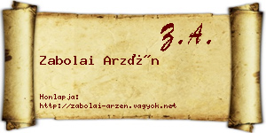 Zabolai Arzén névjegykártya